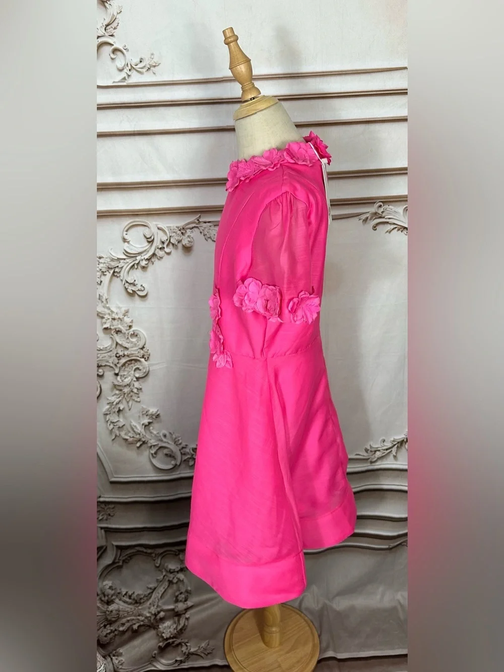 Gianni Bini Hot Pink Floral-Appliqué Party Dress